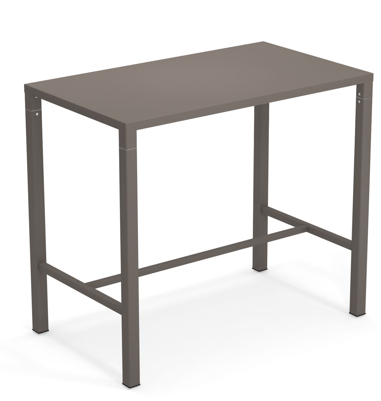 Nova Hochtisch Outdoor Emu, moderner Stehtisch für den Außenbereich, Metallgestell in Taupe.
