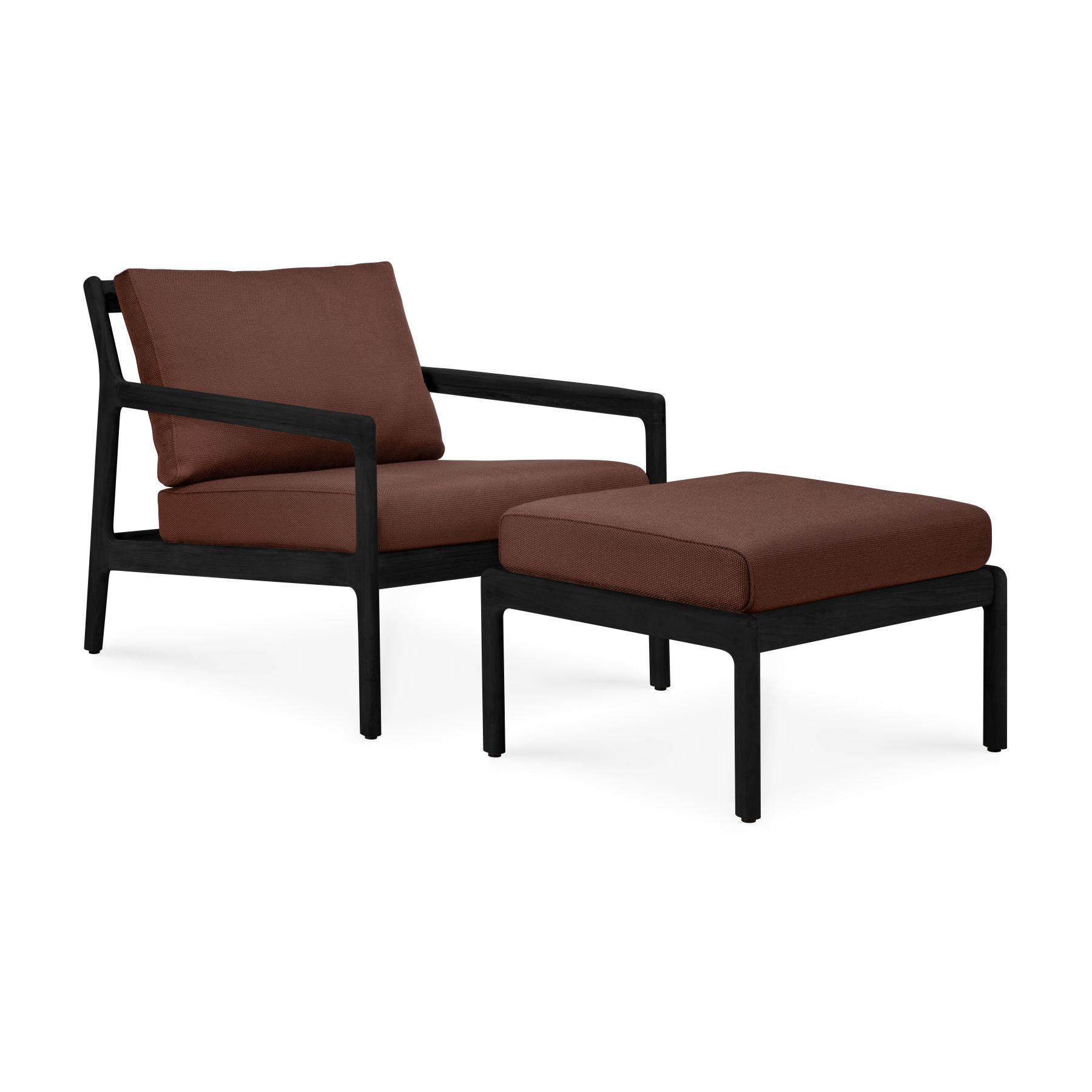 Jack Outdoor-loungestoel van teakhout, zwart gelakt, burgundy, Ethnicraft