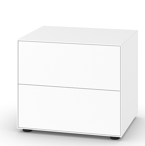 Weißer Nachttisch: Piure Nex Pur Box Board mit Schubkasten, modernes Schlafzimmermöbel für stilvolle Einrichtung.