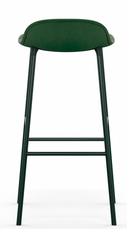 Form Barhocker von Normann Copenhagen, H 75 cm, Stahlgestell, gepolsterte Sitzfläche in Grün, modernes Barstuhl Design.