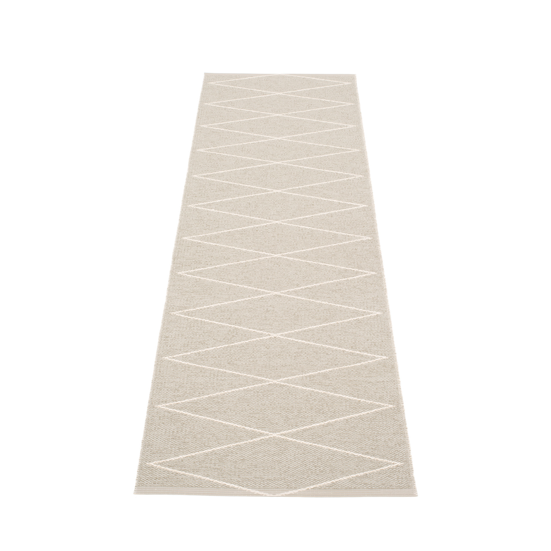 Pappelina Max Kunststoffteppich in Leinen-Vanille mit Rautenmuster, 70x240 cm, ideal als Küchenläufer oder Flur Teppich.