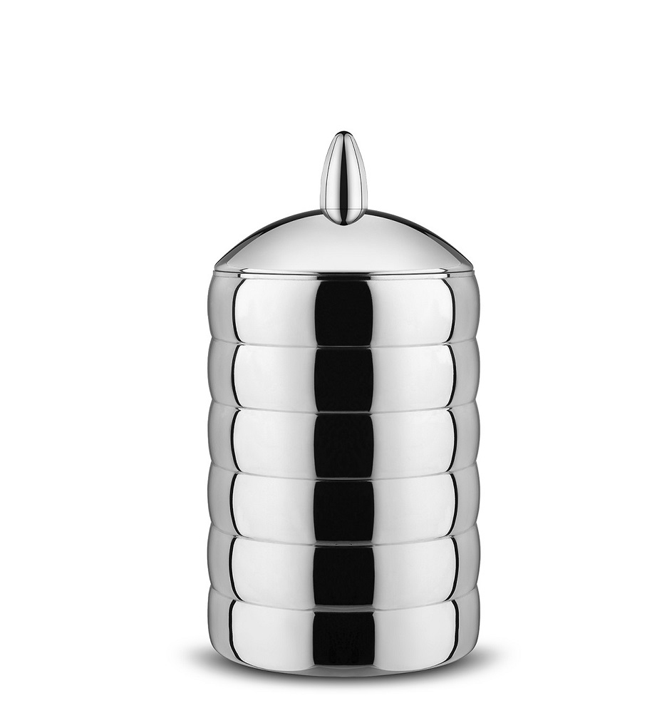 Alessi Kalisto Küchendose: Silberne Vorratsdose aus Edelstahl mit Deckel für die Küche.