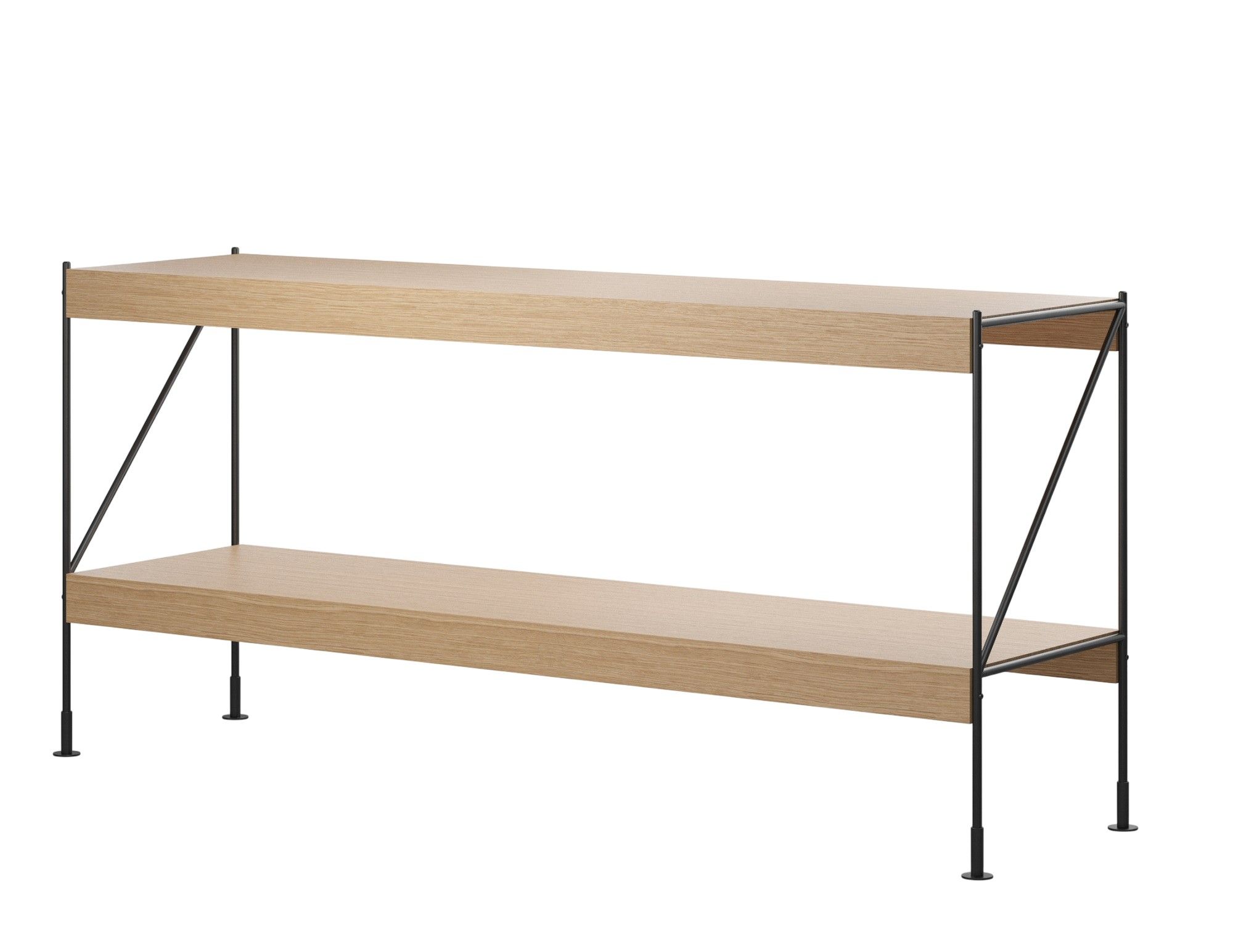 Zet Storage System Regal von Audo Copenhagen, H70 cm, Holzregal mit schwarzem Metallgestell.
