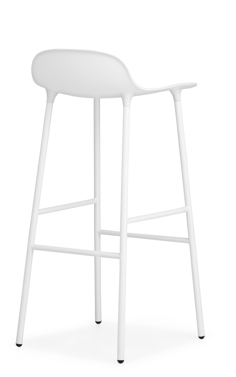 Weißer Form Barhocker von Normann Copenhagen, H 75 cm, Stahlgestell, modernes Design für Küche und Bar.