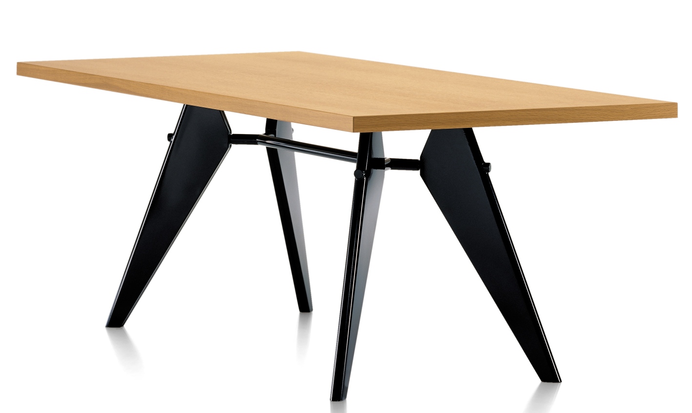Vitra EM Table Holztisch mit schwarzem Untergestell, B 90 x L 240 cm.