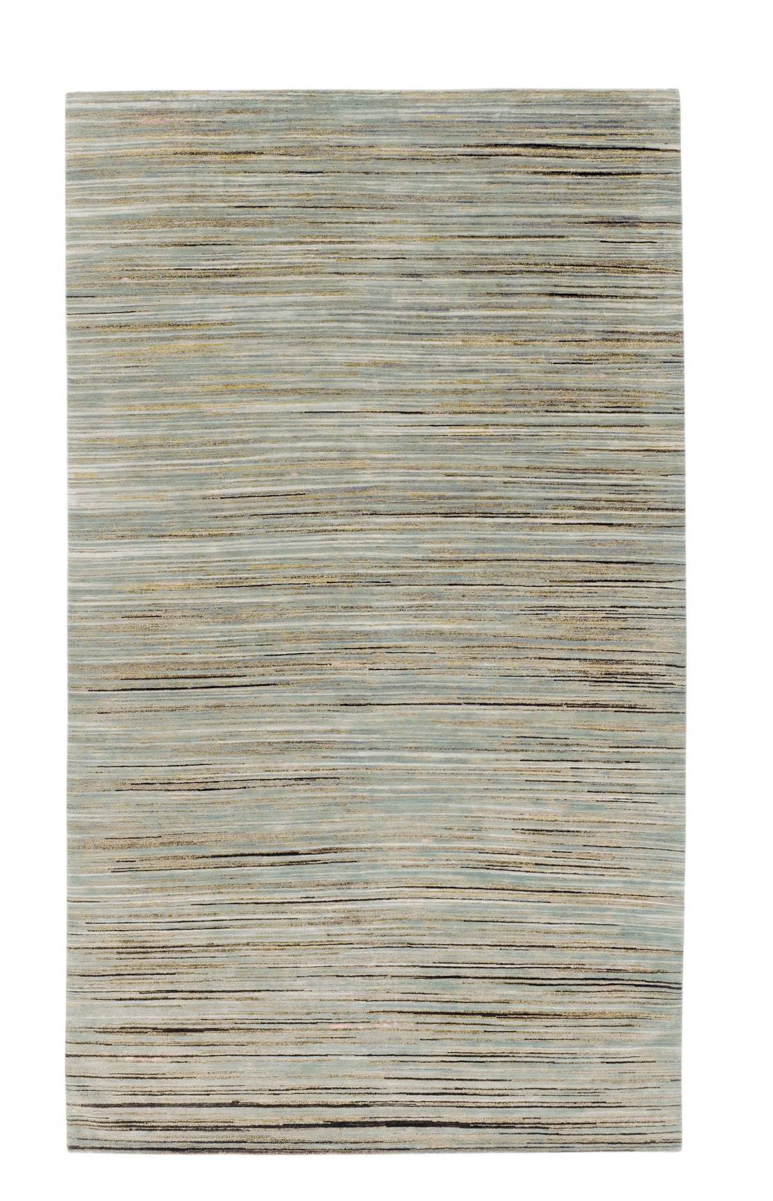 Legends of Carpets Teppich: Walter Knoll Teppich mit horizontalem Streifenmuster in Blau, Beige und Schwarz.
