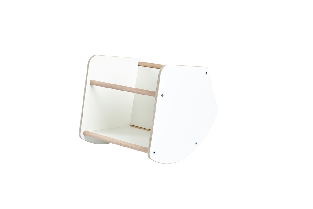 Tojo Kids Multi: Weißer Kinderhocker, Schaukel und Tisch aus Holz, vielseitiges Kindermöbel.