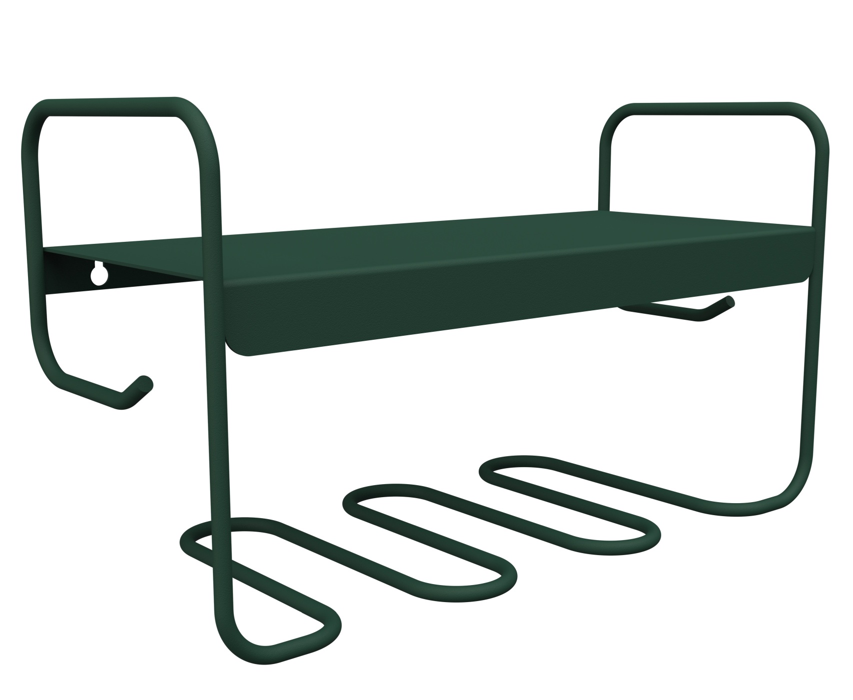 Grünes Picolino Wandregal von Fermob für drinnen und draußen, modernes Design mit Ablage und Haken.