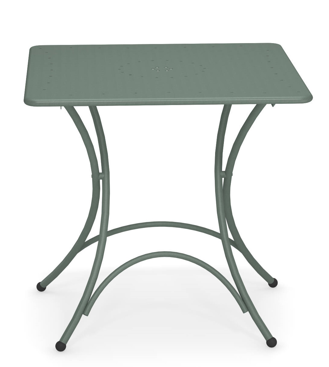 Pigalle Klapptisch Outdoor von Emu, quadratisch, aus Metall in Salbeigrün, ideal für Balkon und Garten.