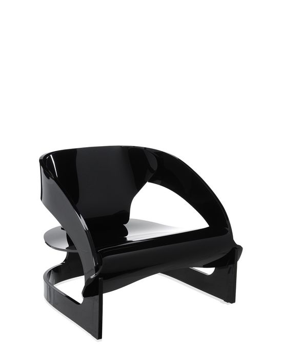 Schwarzer Joe Colombo Sessel von Kartell, moderner Designstuhl aus Kunststoff für Wohnzimmer und Büro.