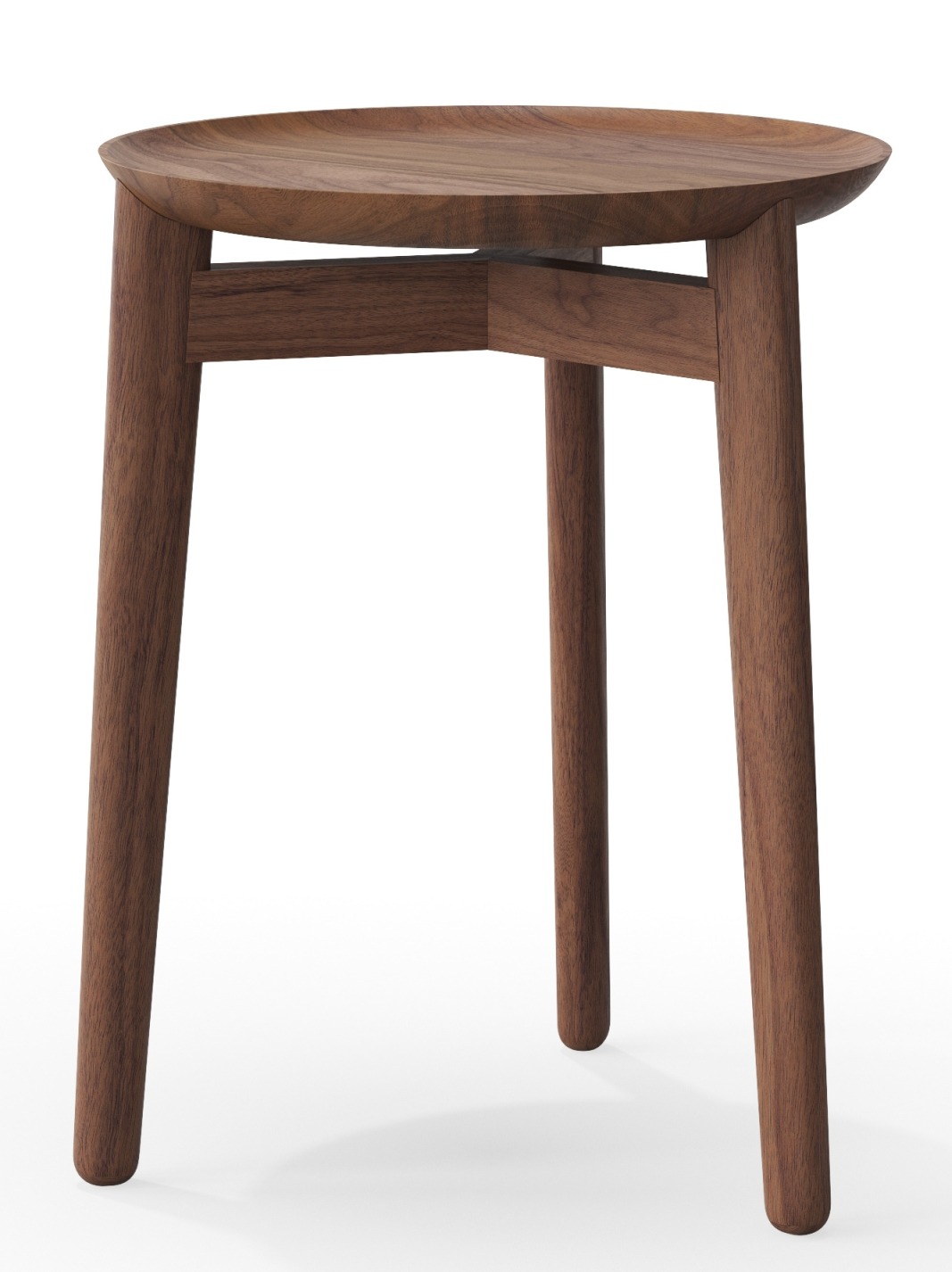 Plaisir Beistelltisch von Zeitraum, H 46 cm, aus geöltem Nussbaumholz, runder Tisch für Wohnzimmer.