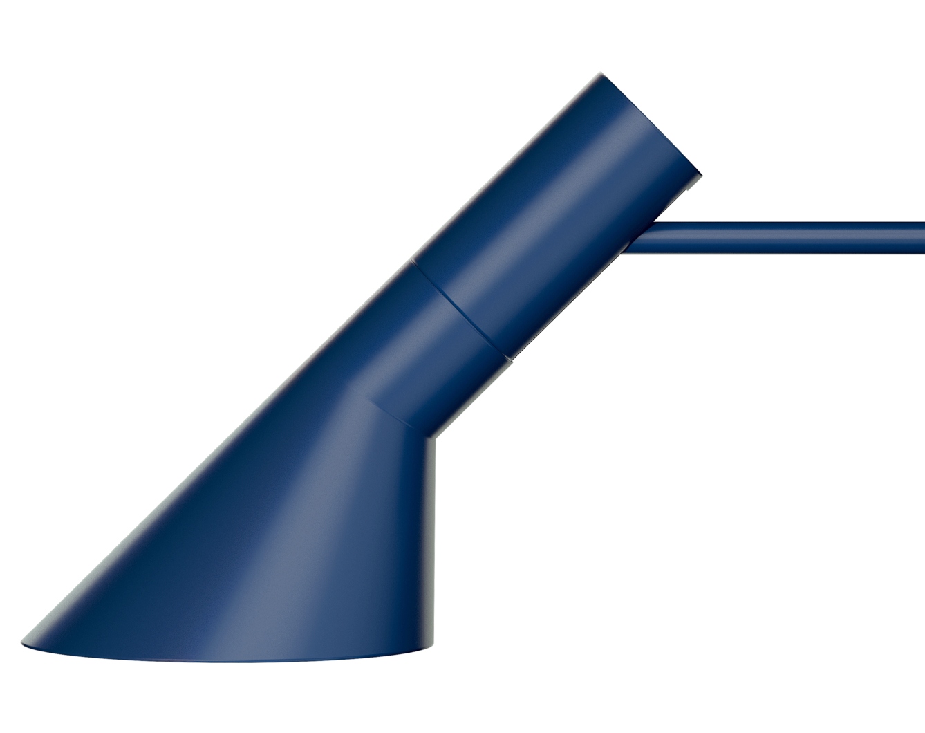 Nahaufnahme der blauen AJ Wandleuchte von Louis Poulsen, modernes Design für Innenbeleuchtung.