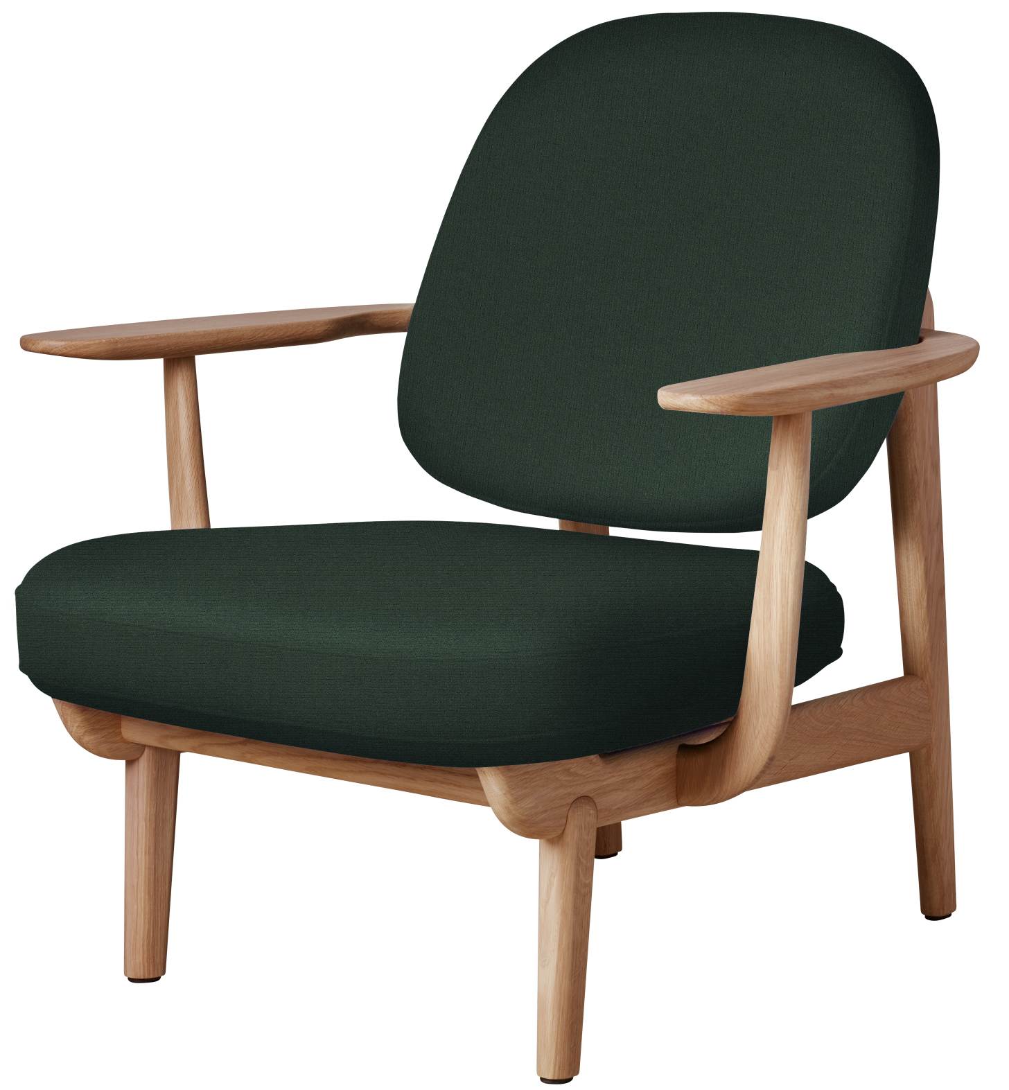Fred Loungesessel von Fritz Hansen, grüner Sessel mit Holzgestell, skandinavisches Design für Wohnzimmer und Lounge-Bereich.