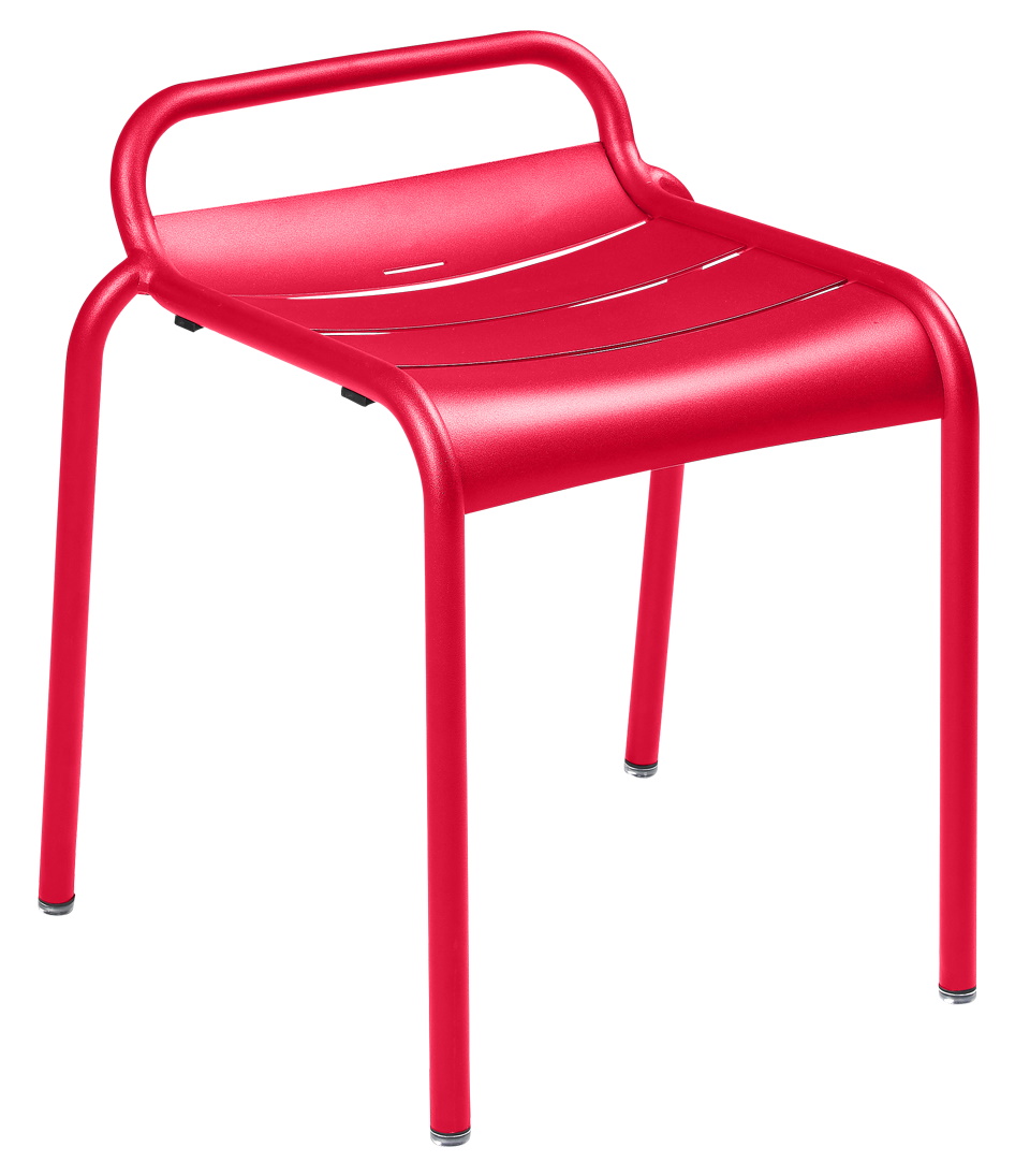 Roter Luxembourg Hocker von Fermob für den Außenbereich, aus Metall mit Griff.