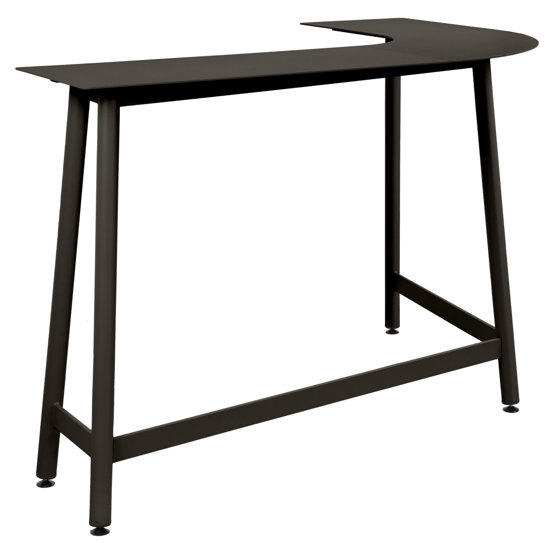 Fermob Bolder Theke für den Außenbereich, moderne Stehtisch-Lösung aus Metall in dunkler Farbe.