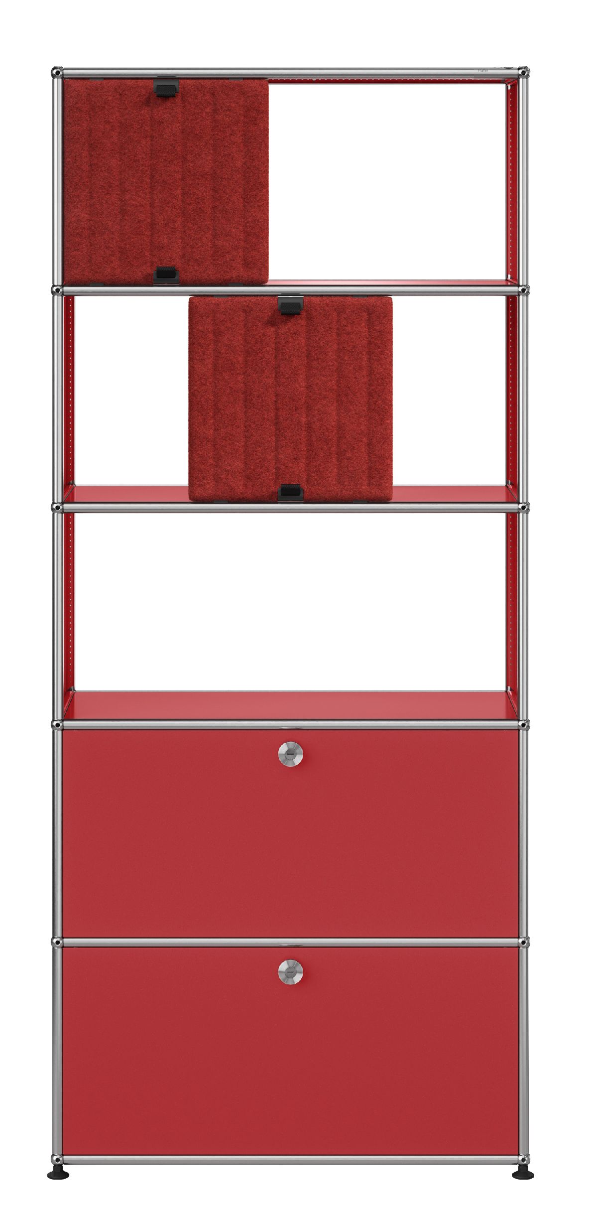 USM Haller-rek met Soft Panels M69 robijnrood-rood