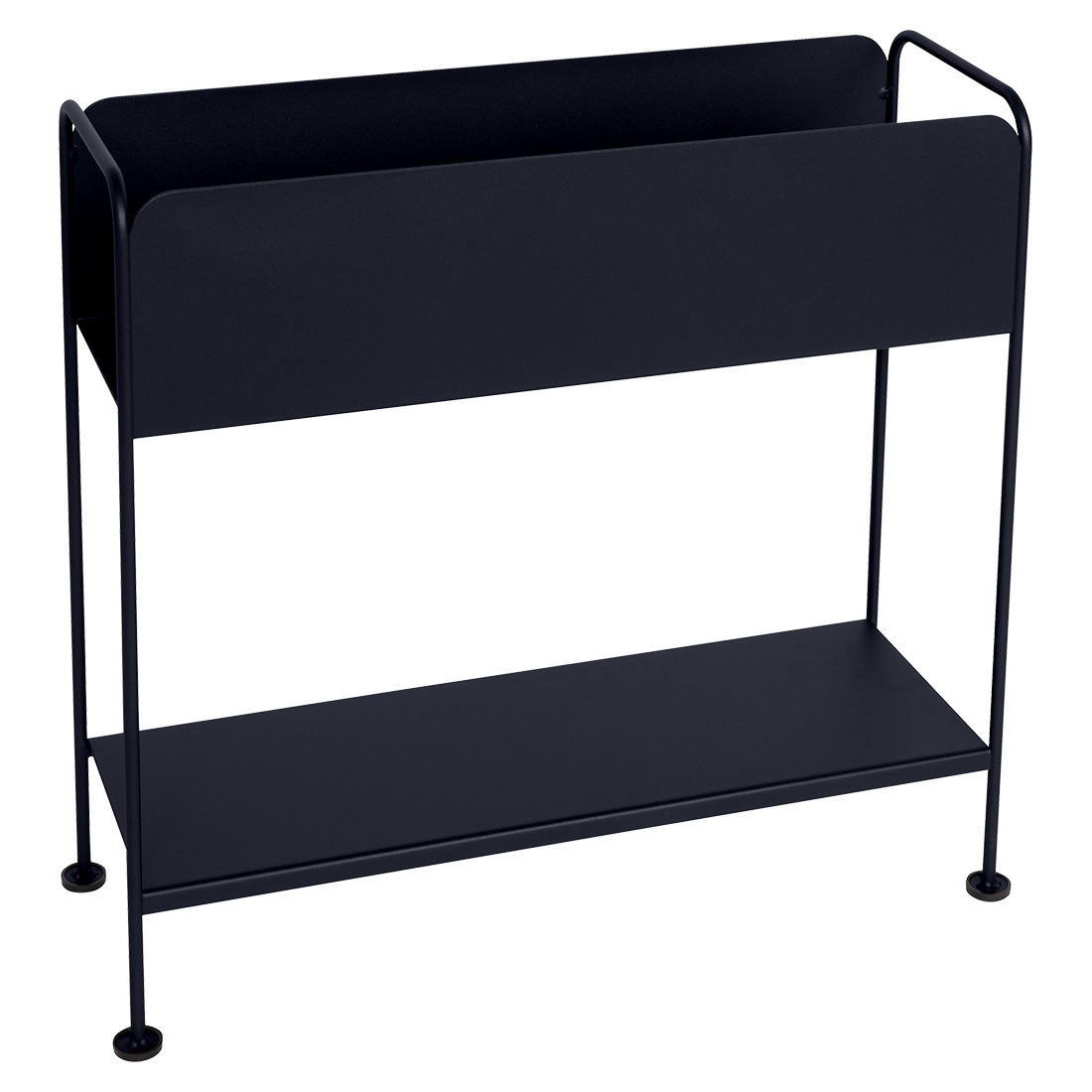 Schwarzer Picolino Blumentopf von Fermob für den Außenbereich mit zwei Ebenen und minimalistischem Design.