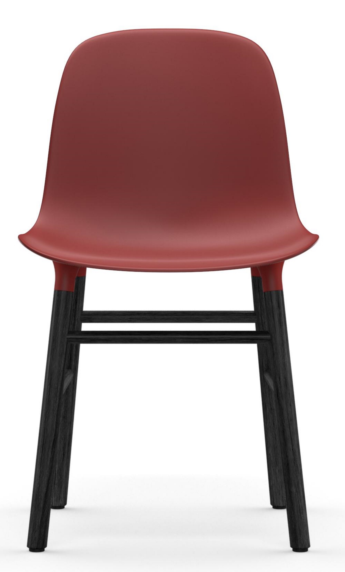 Normann Copenhagen Form Chair Stuhl in Rot mit schwarzem Holzgestell, Frontansicht.