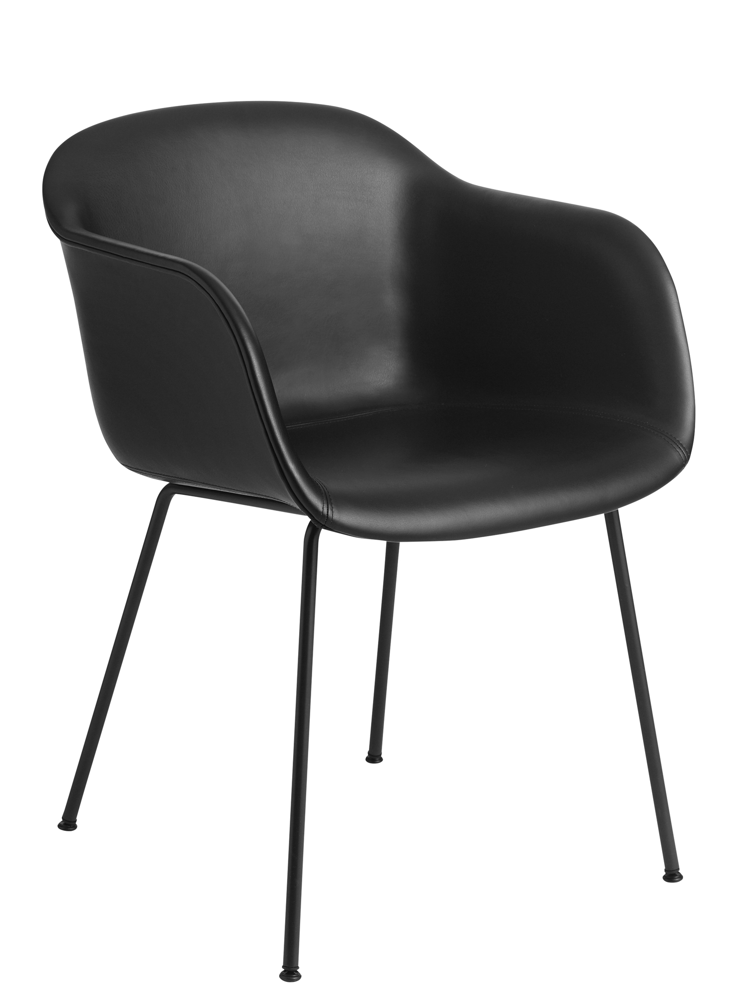 Schwarzer Fiber Armchair von Muuto mit Stahlrohrgestell, moderner Sessel für Wohnzimmer und Büro.