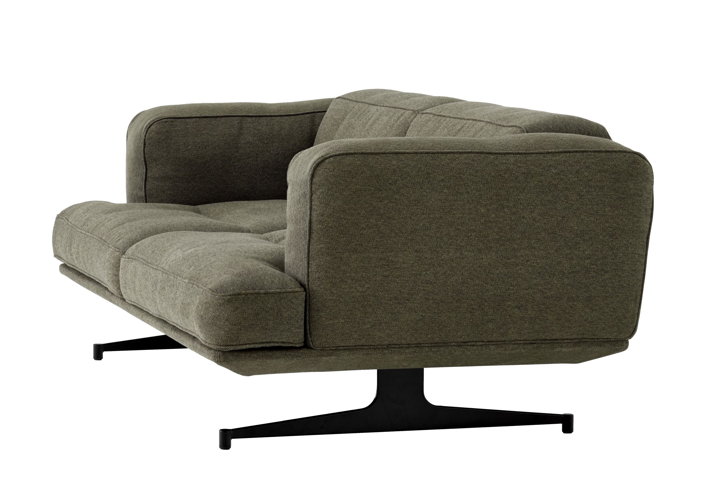 AndTradition Inland Sofa AV22/AV23 in Olivgrün mit schwarzem Metallfuß, modernes skandinavisches Design.