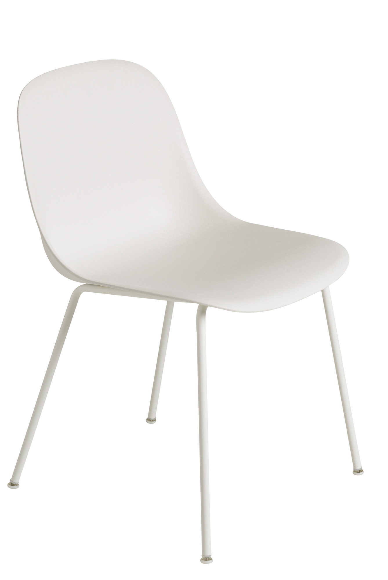 Weißer Fiber Side Chair von Muuto mit Stahlrohrgestell, moderner Stuhl für Esszimmer oder Büro.