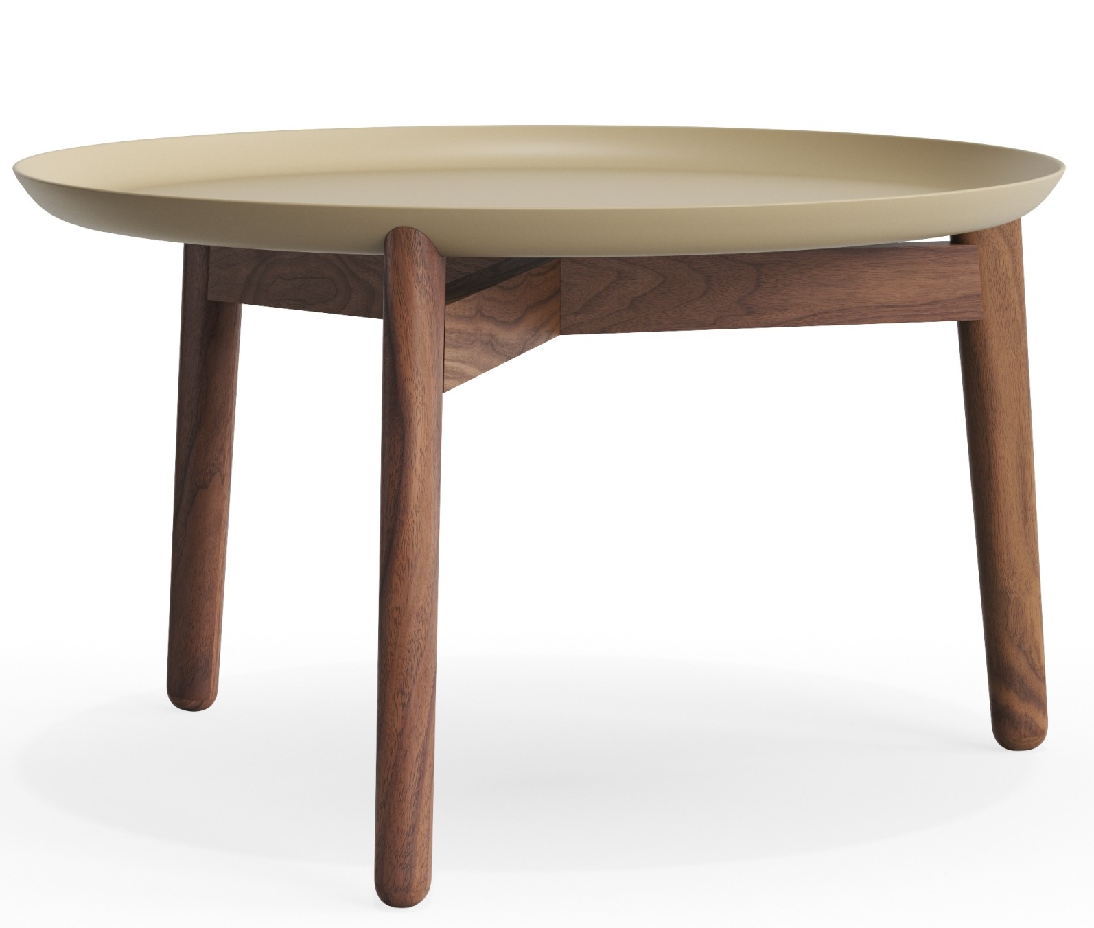 Plaisir Beistelltisch von Zeitraum, Aluminium beige, Holzfüße, modernes Design für Wohnzimmer und Lounge.