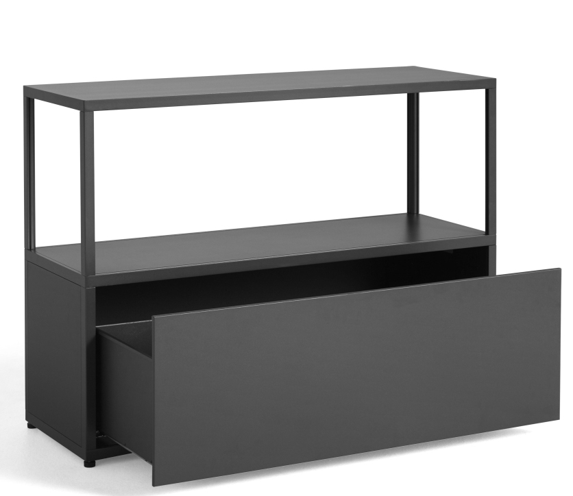 New Order Sideboard von Hay mit offener Schublade, modernes Design für Wohnzimmer und Büro.