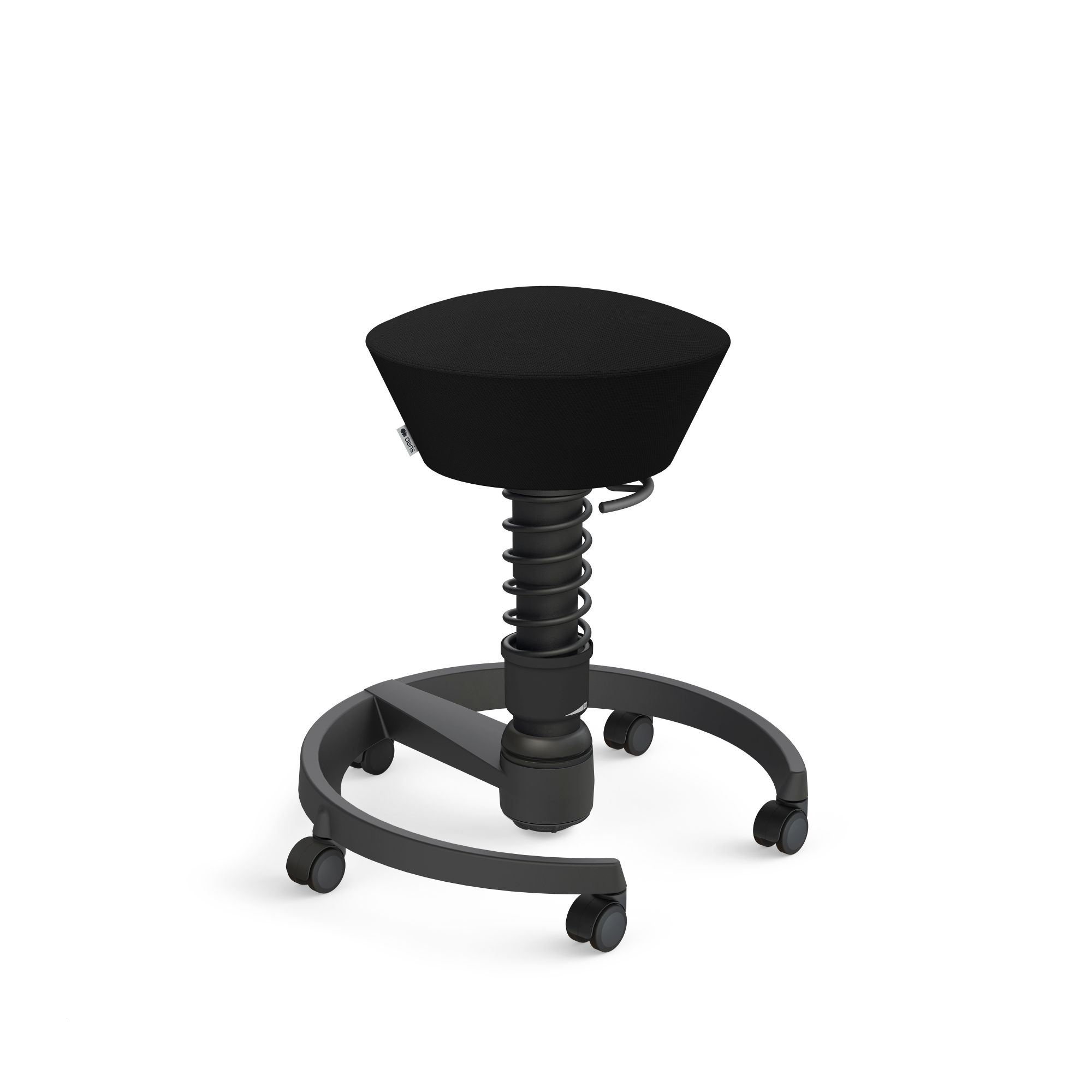 Schwarzer Aeris Swopper Bürostuhl mit Federung und Rollen für ergonomisches Sitzen im Büro.