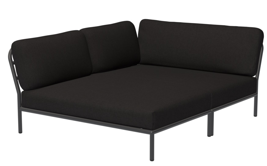 Schwarzes Level Cozy Corner Outdoor Sofa von Houe, Eckmodul links, moderne Gartenmöbel.