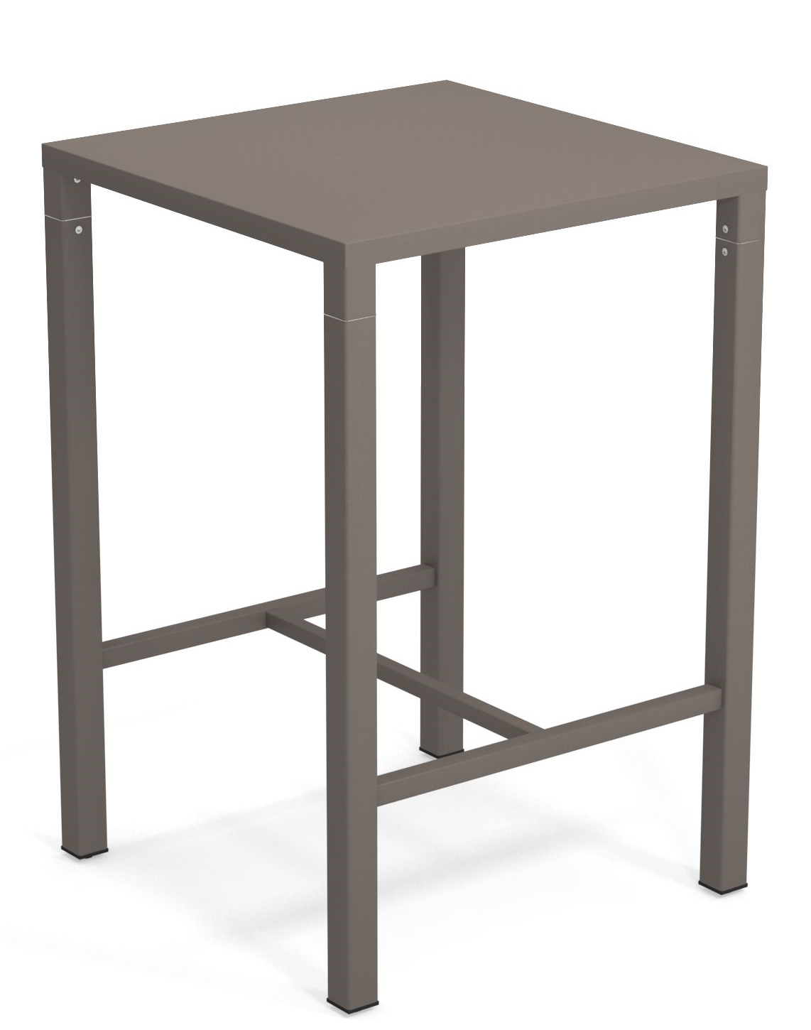 Quadratischer Nova Hochtisch von Emu für den Außenbereich, modernes Design mit robustem Metallgestell.