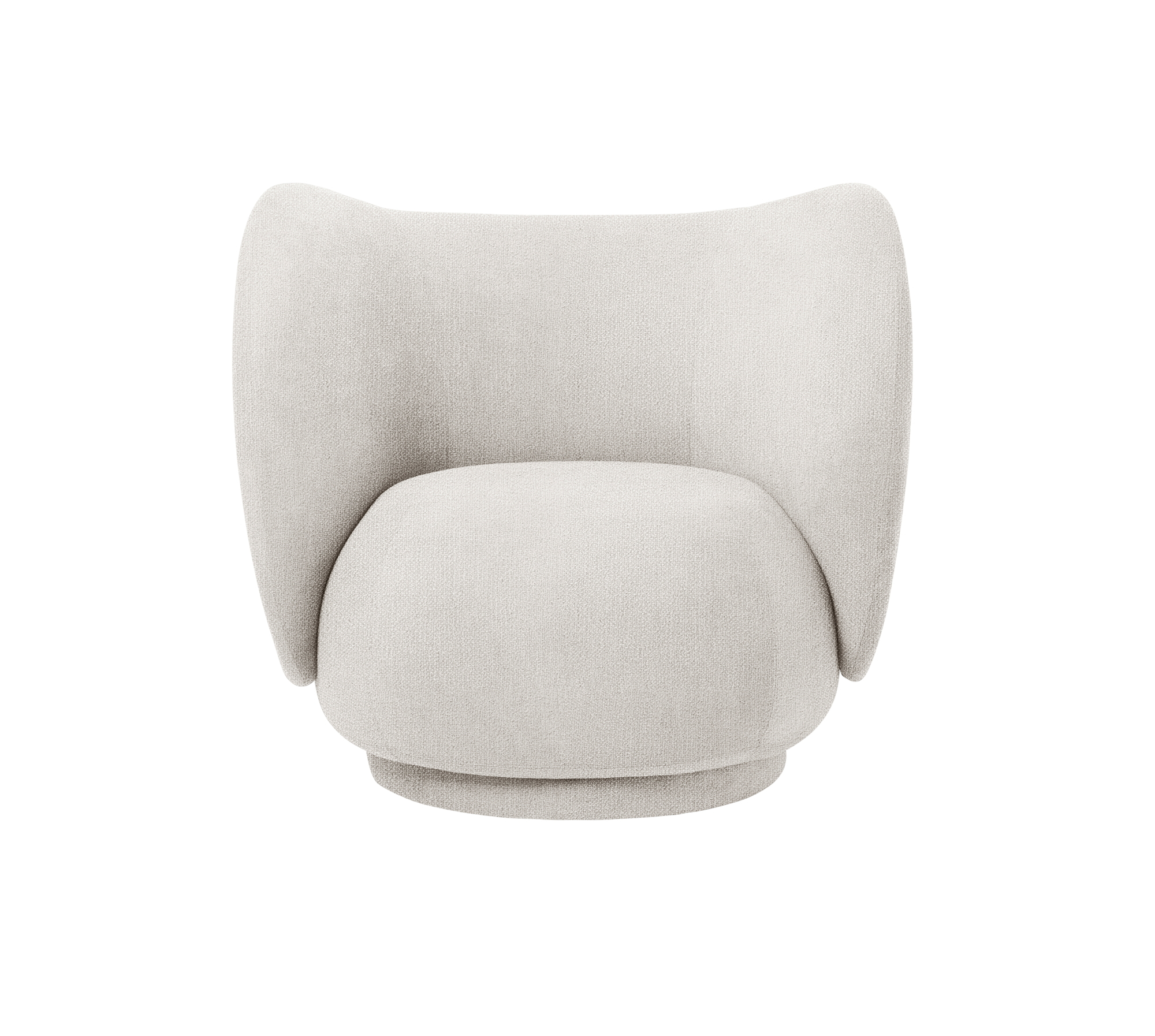 Ansicht von oben: Rico Lounge Sessel von Ferm Living mit Bouclé-Bezug in Creme.