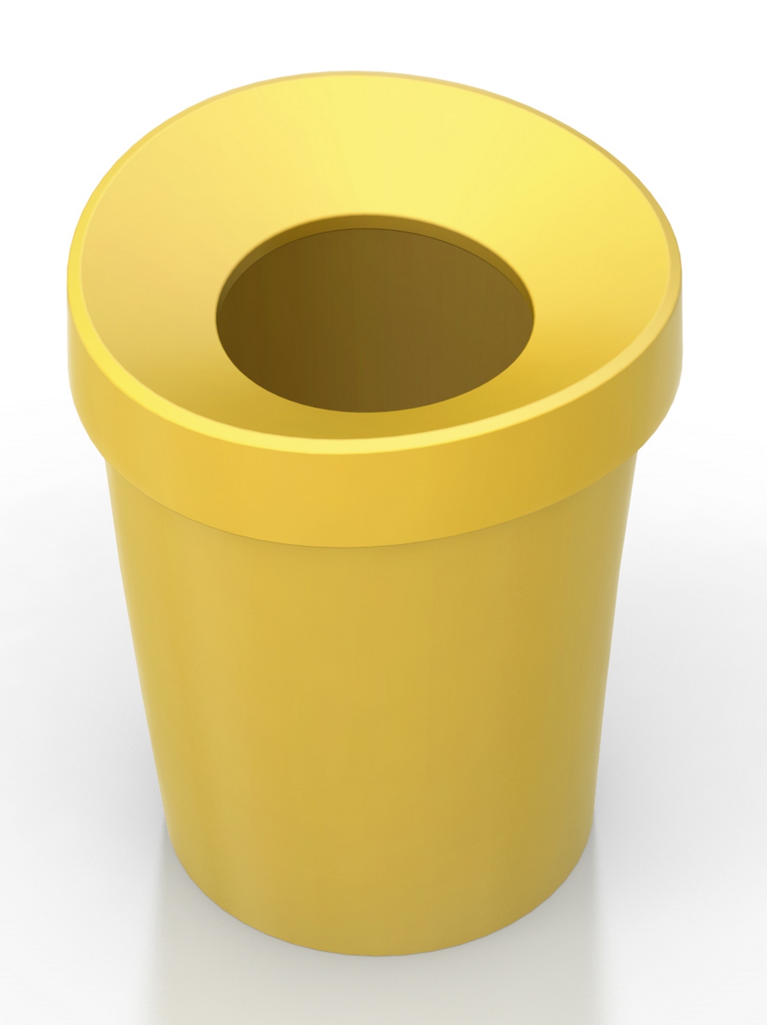 Gelber Happy Bin Papierkorb von Vitra, moderner Abfalleimer für Büro und Zuhause.