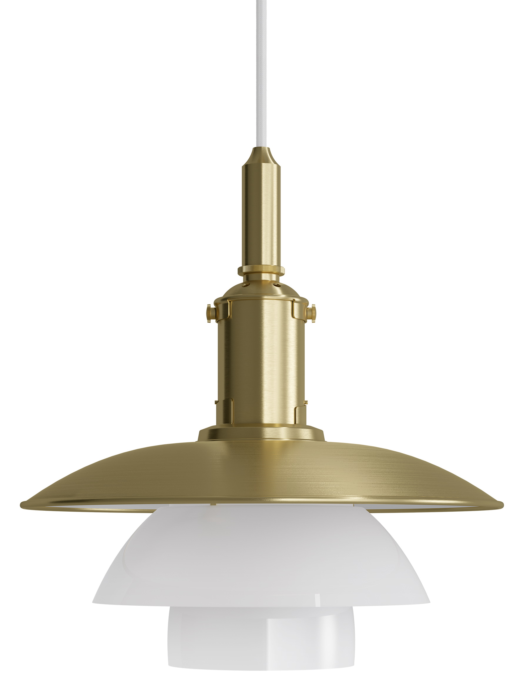 Nahaufnahme: PH 3/3 Pendelleuchte von Louis Poulsen, Messing, Limited Edition, modernes Design.