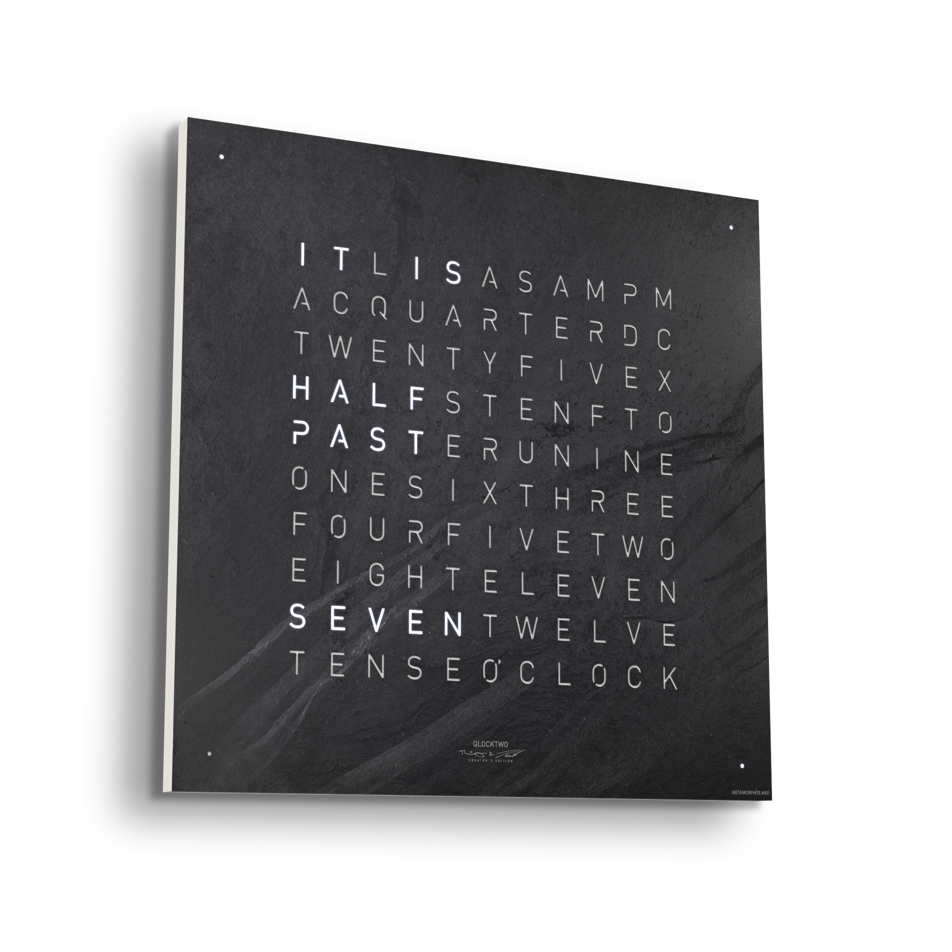 Earth 45 Creator's Edition wandklok / Tijdsobject Engels QLOCKTWO