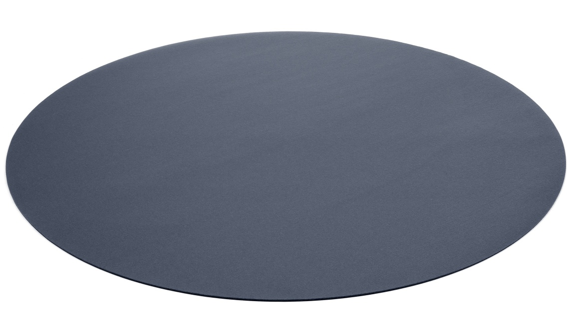 Runder, dunkelgrauer Teppich Bigdot von HEY-SIGN aus Wollfilz, isolierend und schallabsorbierend.