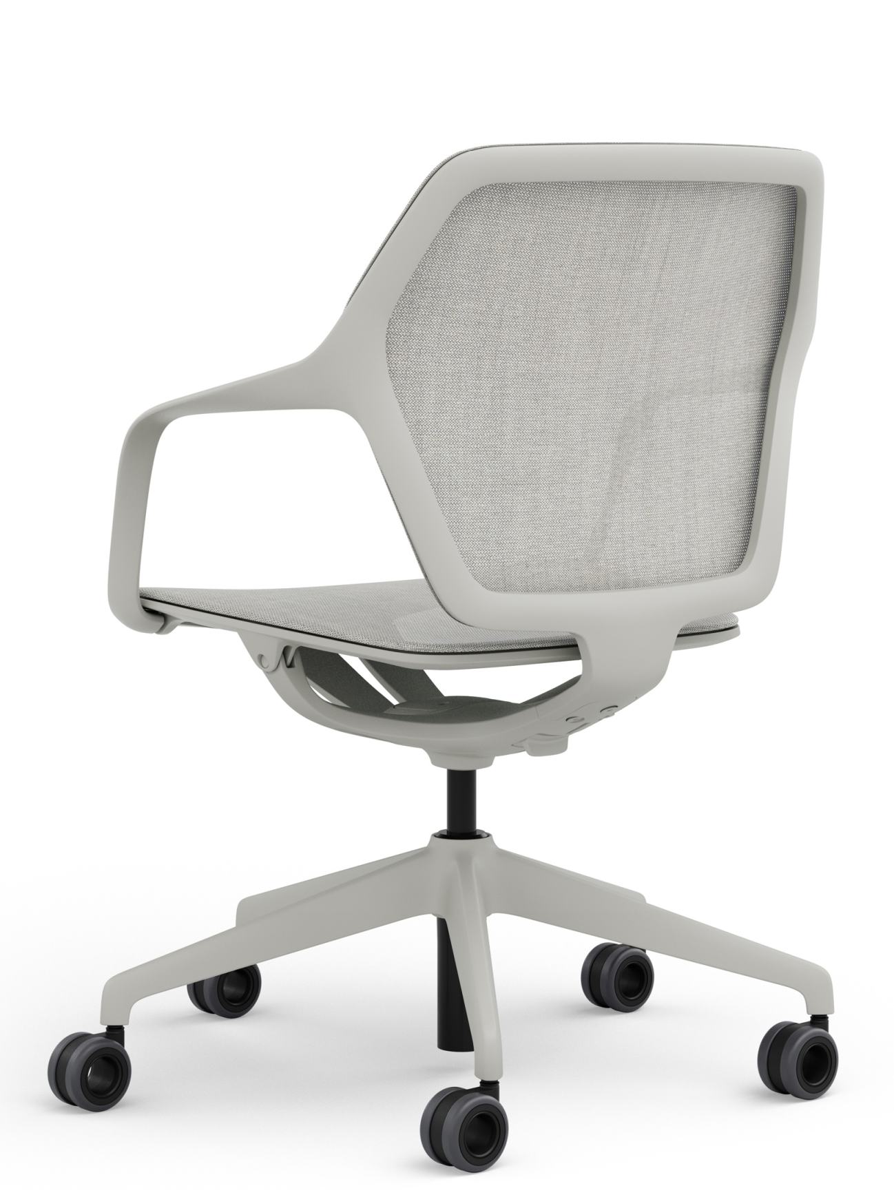 Ray Work Bürodrehstuhl von Brunner, ergonomischer Bürostuhl mit Armlehnen und Rollen, Ansicht von hinten.