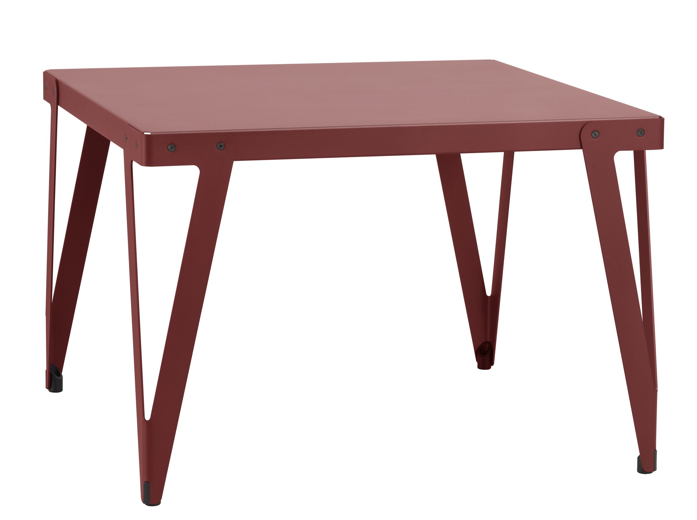 Lloyd Indoor Table Beistelltisch Functionals, quadratisch, aus Metall in Bordeauxrot, modernes Design für Wohnzimmer.