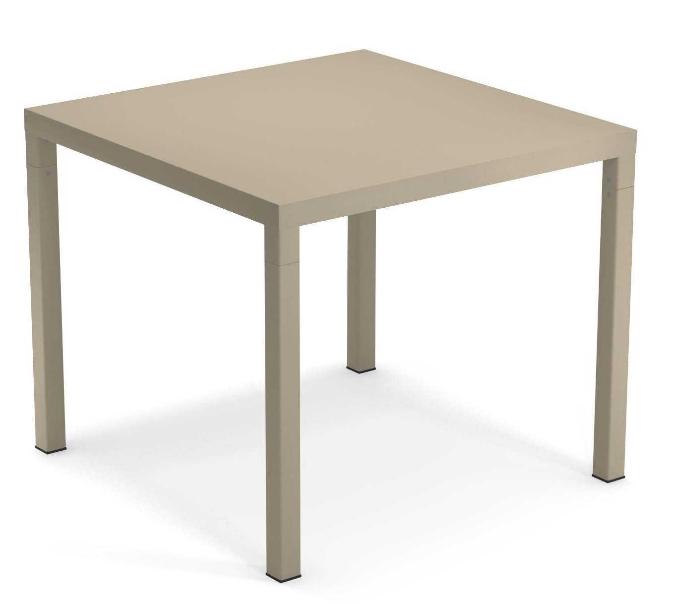Quadratischer Nova Tisch von Emu für den Außenbereich, beige mit minimalistischem Design und Metallgestell.