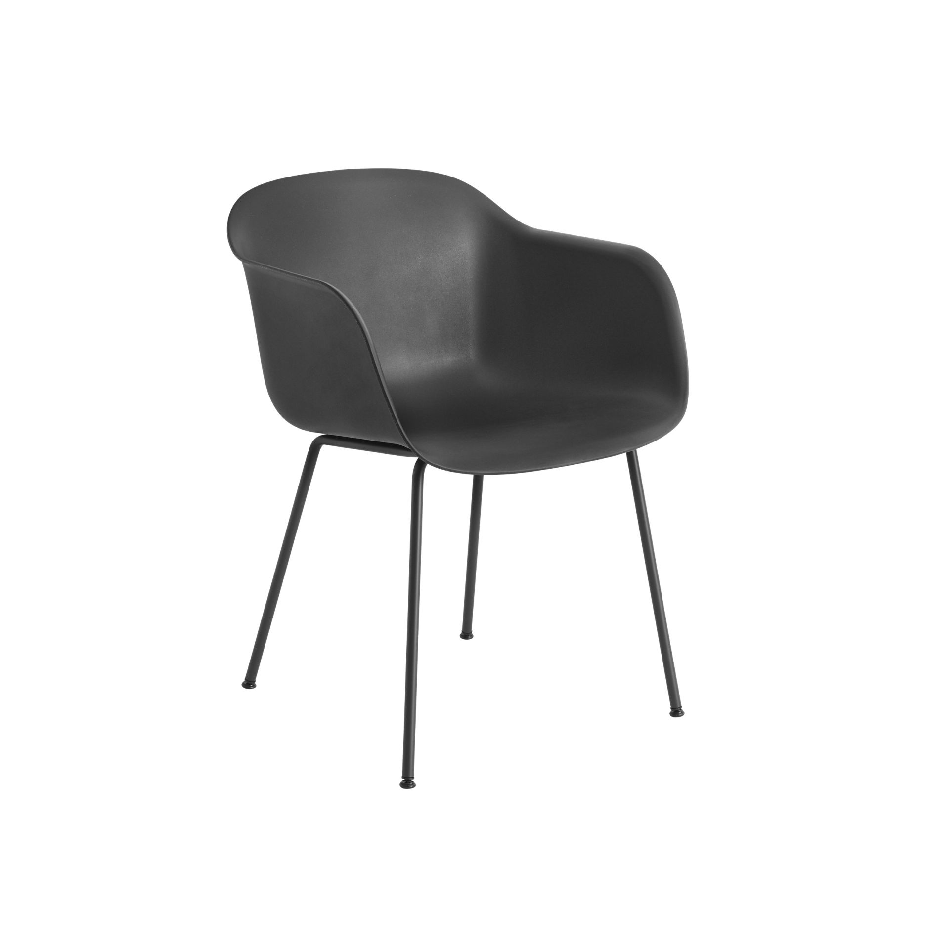 Schwarzer Fiber Armchair von Muuto mit Stahlrohrgestell, moderner Design Stuhl für Wohnzimmer und Büro.