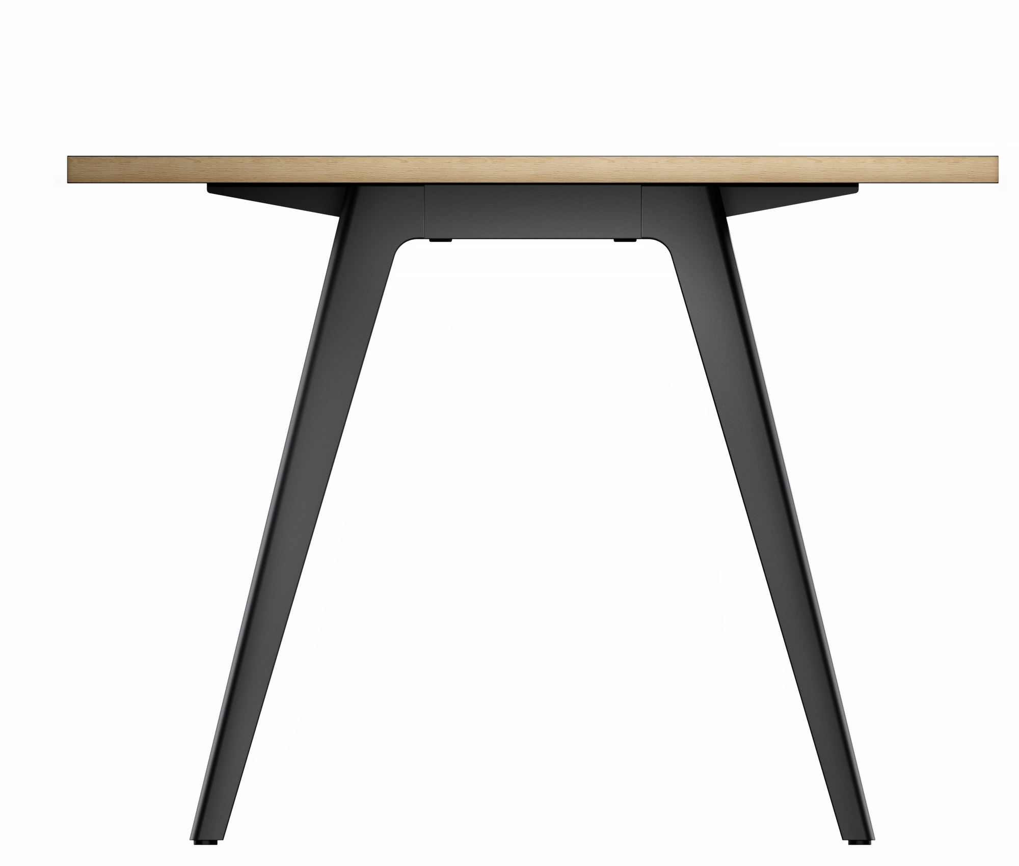 Moderner 1500 Tisch mit heller Holzplatte und schwarzem Metallgestell. Design Esstisch.
