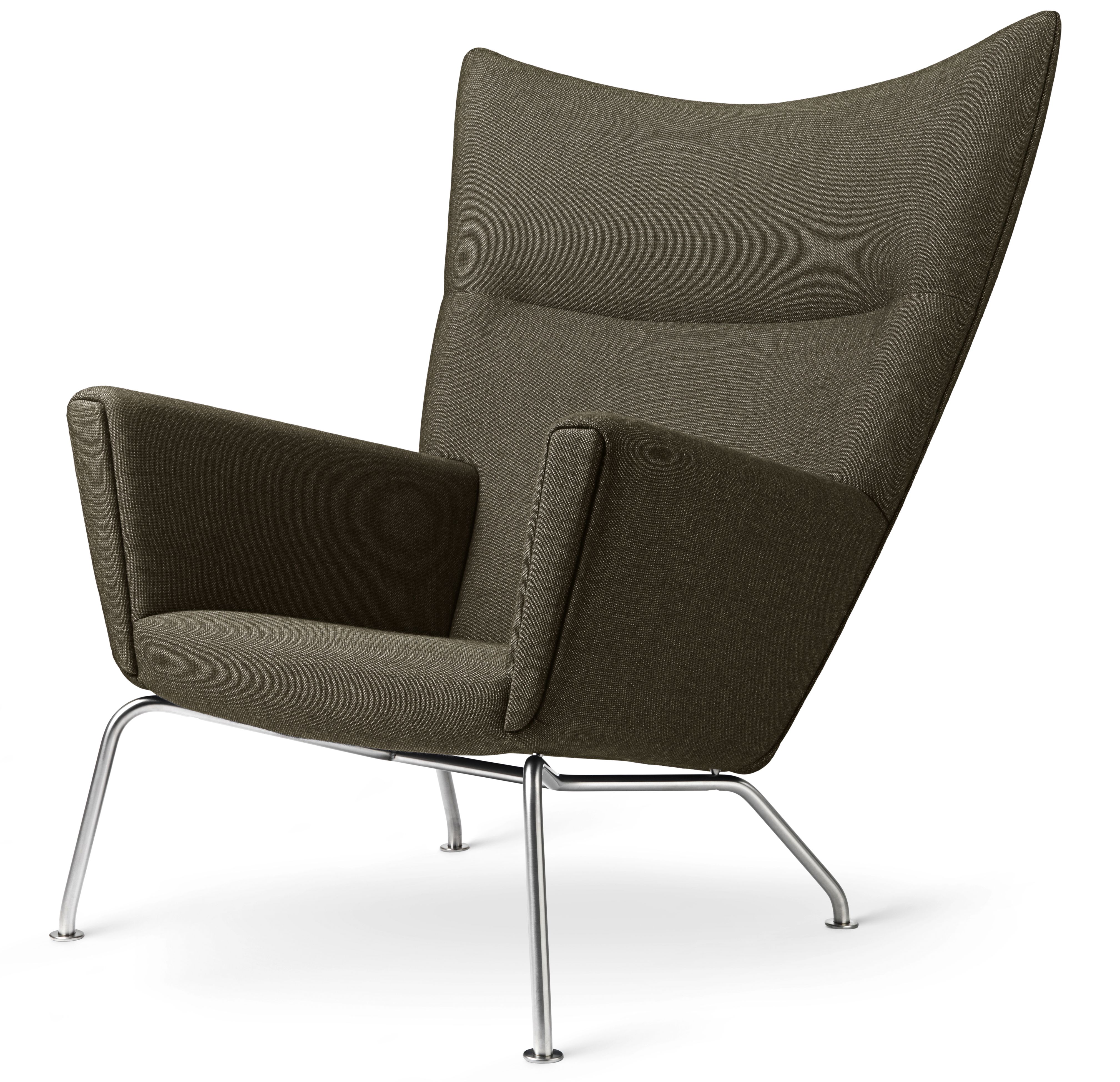 CH445 Sessel von Carl Hansen & Søn, brauner Stoffbezug und Stahlgestell. Designklassiker.