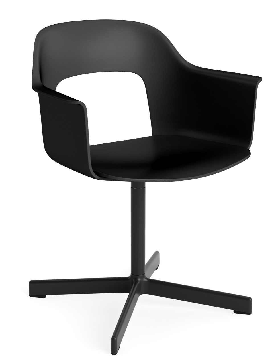 Schwarzer Layout Armchair 231 von Hay, ein moderner Drehstuhl mit Armlehnen und minimalistischem Design.