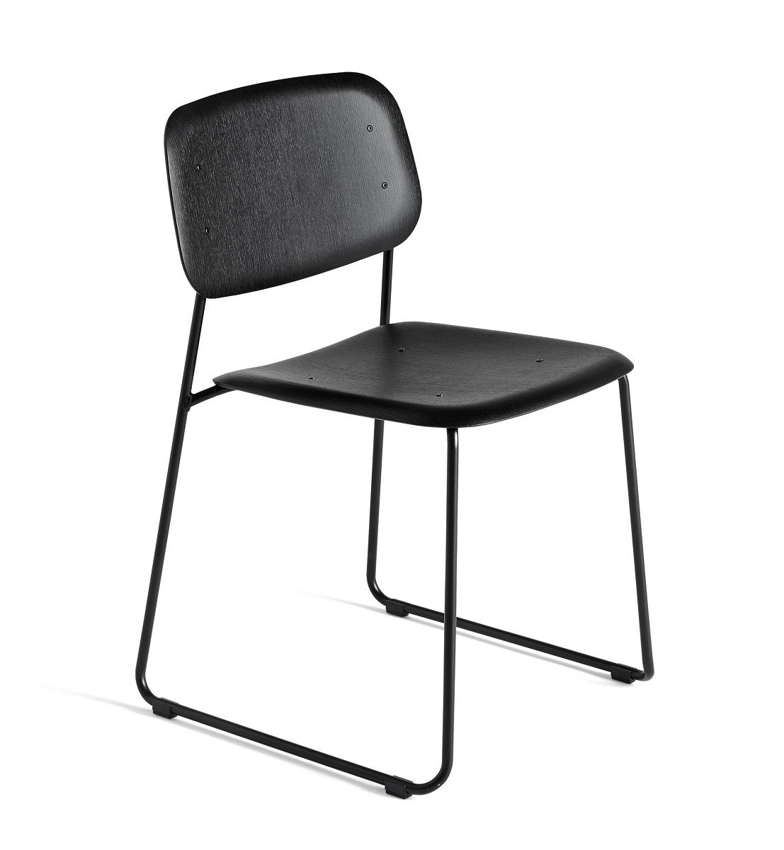 Schwarzer Soft Edge Stuhl von Hay mit Stahlgestell, ideal für modernes Wohnen und Büro.