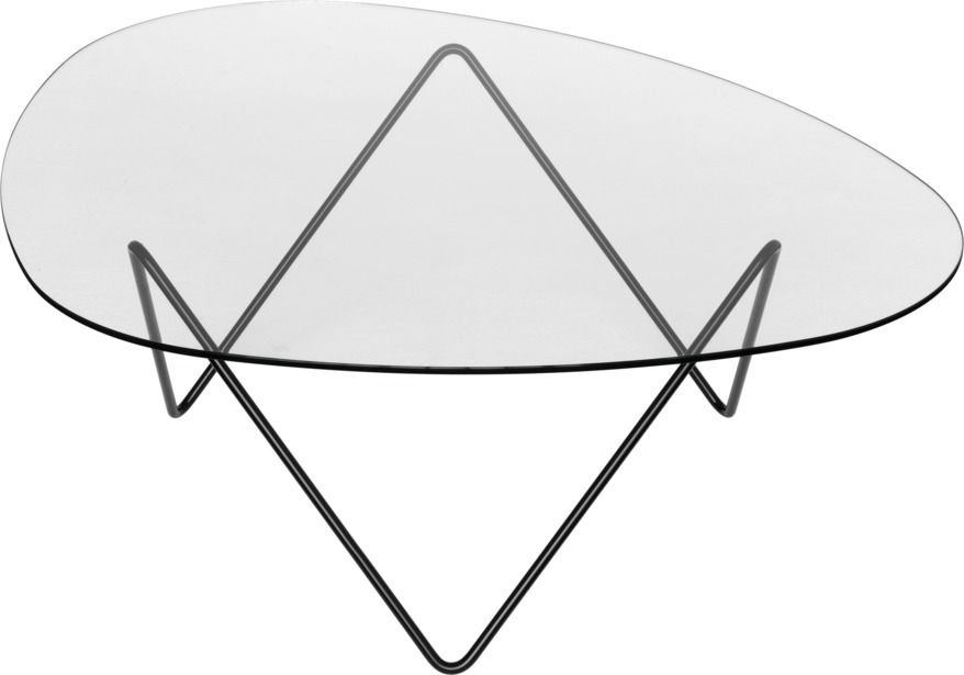 Gubi Pedrera Couchtisch mit Glasplatte und schwarzem Drahtgestell, modernes Design.