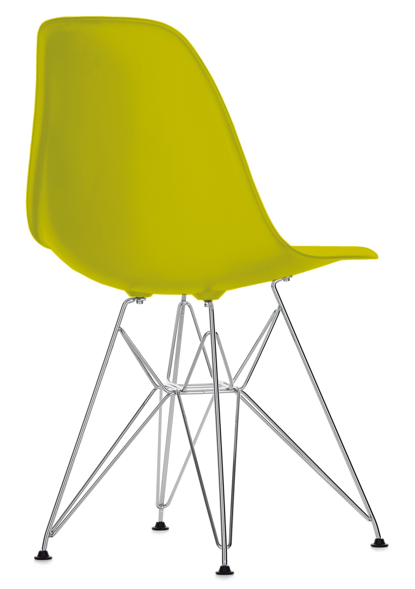 Eames Side Chair DSR in Senfgelb mit Chromgestell, ein moderner Designklassiker von Vitra.
