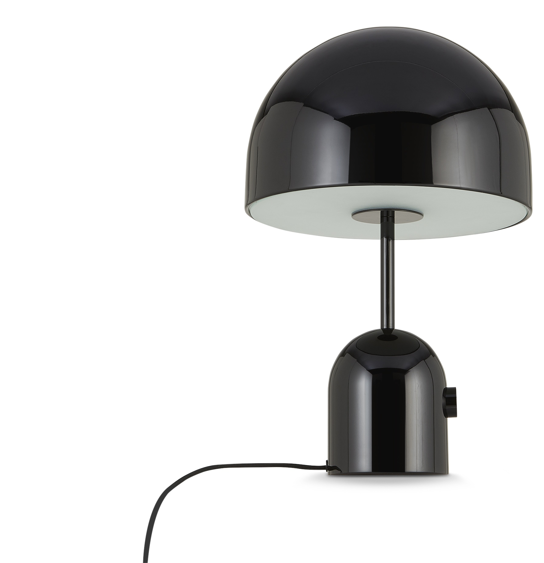 Schwarze Bell Tischleuchte von Tom Dixon. Moderne LED Lampe für Nachttisch oder Schreibtisch.