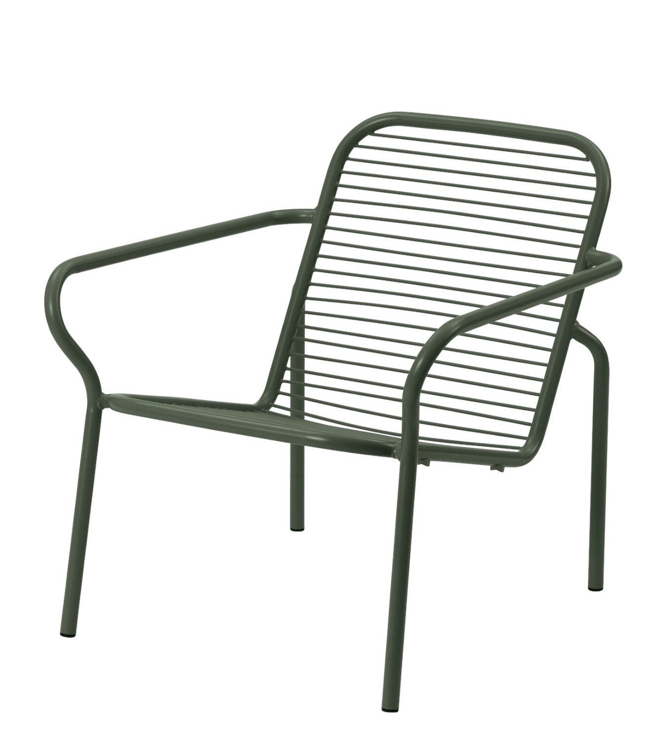 Vig Lounge Chair Sessel von Normann Copenhagen, grüner Outdoor Sessel aus pulverbeschichtetem Stahl.
