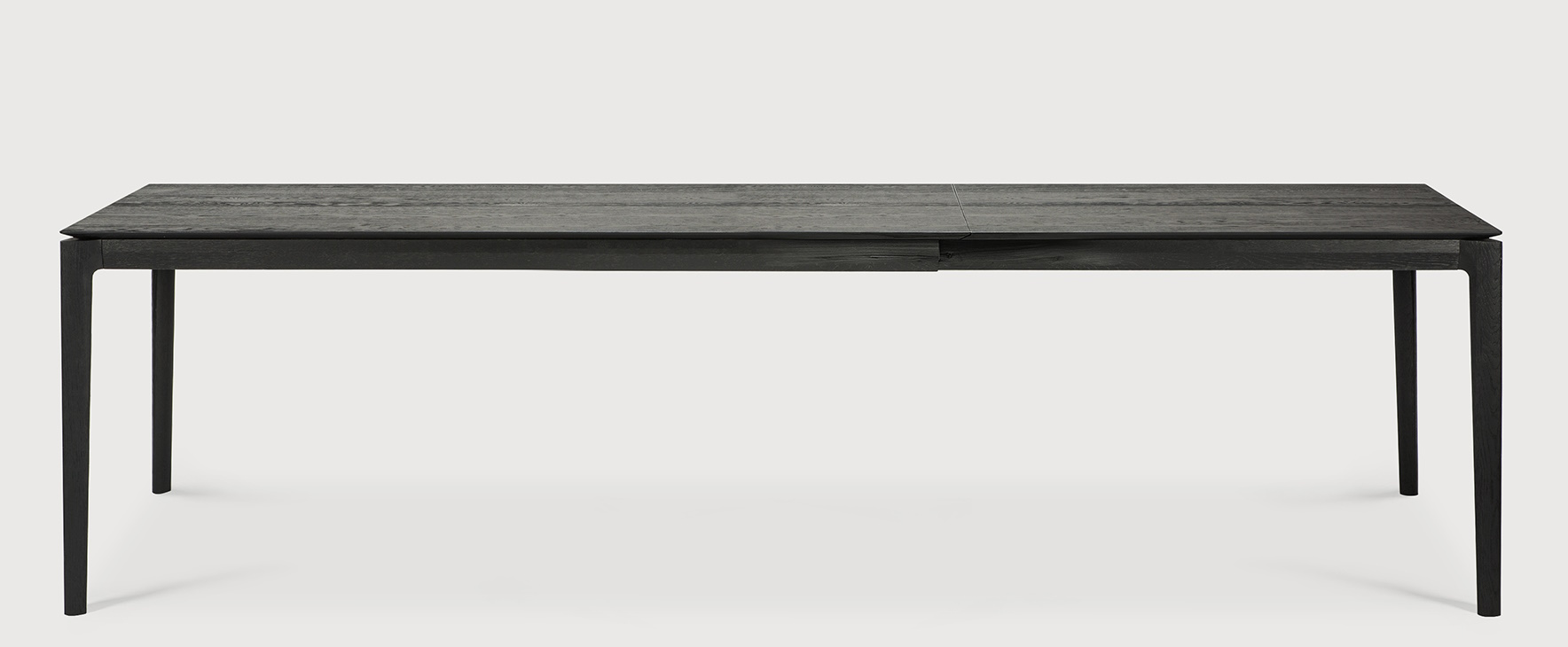 Bok Esstisch ausziehbar, rechteckig, schwarzes Eichenholz, modernes Design für Esszimmer und Küche.