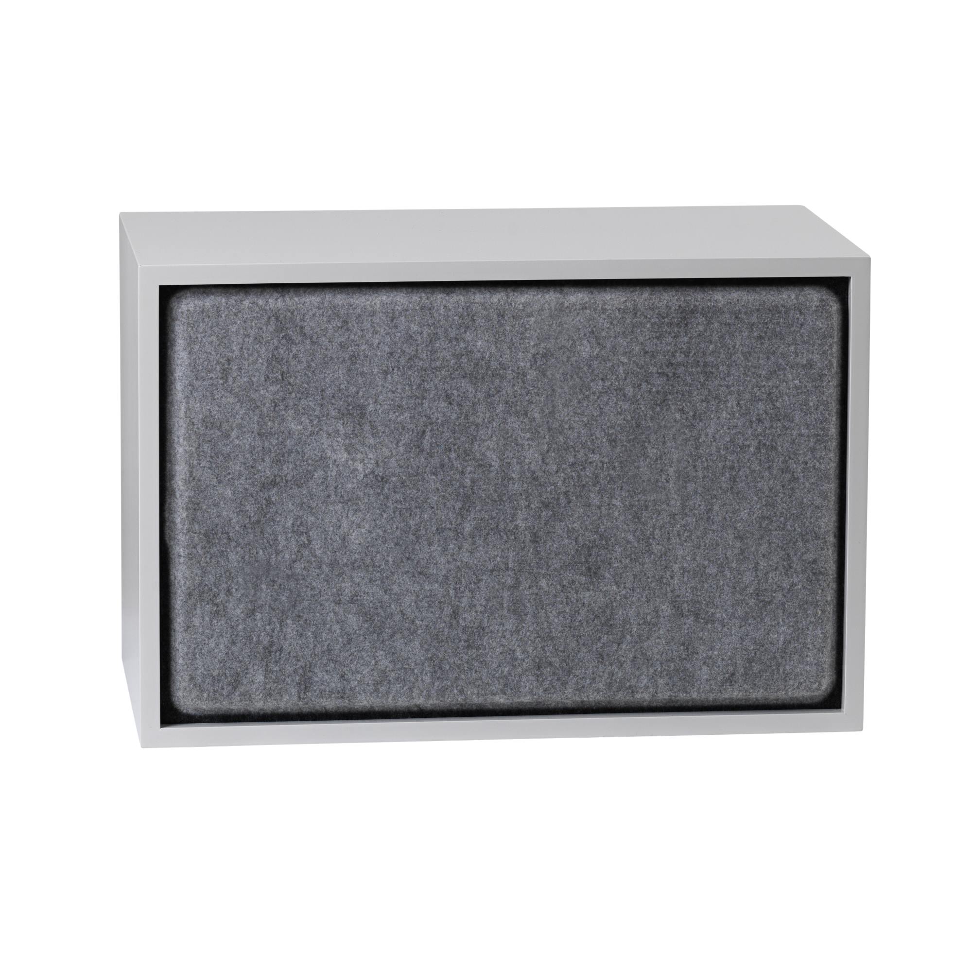 Graues Akustikpaneel für Muuto Stacked Regalsystem, große Größe, zur Schallabsorption und Raumgestaltung.