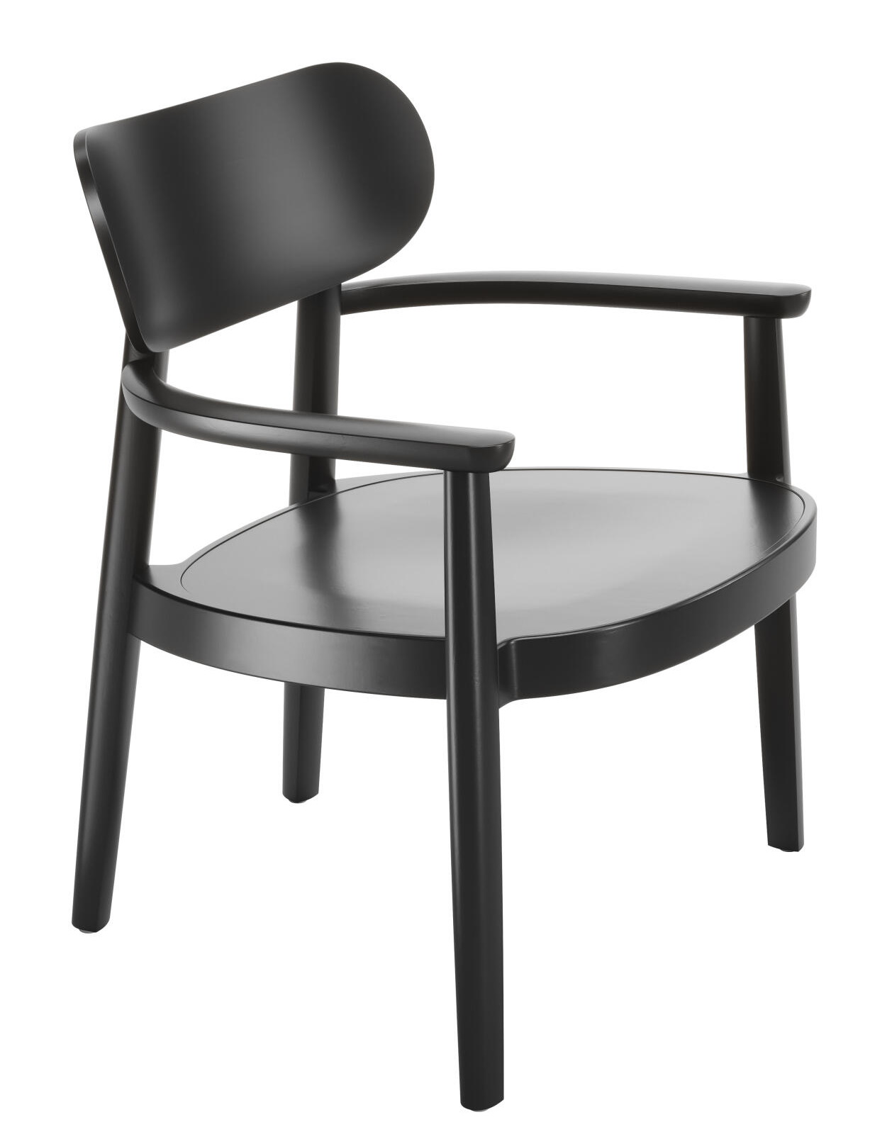 Schwarzer Holzsessel mit Armlehnen im Thonet-Stil, modernes Design für Wohnzimmer und Esszimmer.